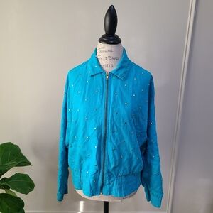 1991 IB Diffusion sport lightweight linen  jacket  embellished gold studded sz.8
